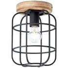 Brilliant Gwen Plafonnier Métal Bois Noir | 200mm - Convient pour 1x E27